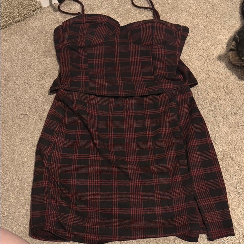 Plaid Black and Red Women's Dress
